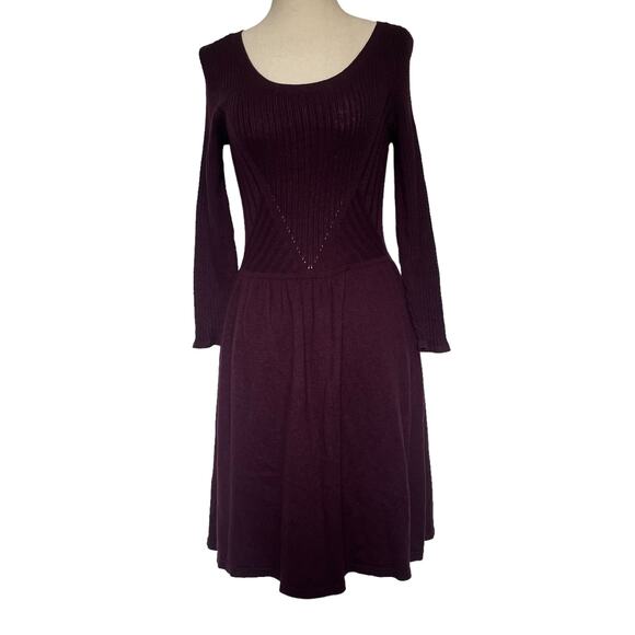 American Eagle Ribbed Knit Dress M Y2K Whimsigoth Preppy Pointelle Dark Academia - Picture 1 of 15